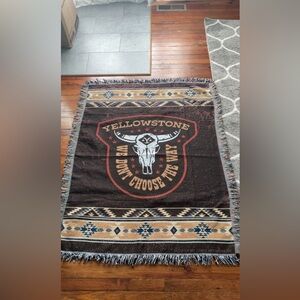 Yellowstone Themed Blanket with Bull Skull Design